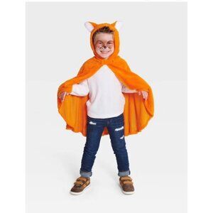 Kid's Plush Fox Hooded Cape Halloween Costume Orange, Child One Size NWOT